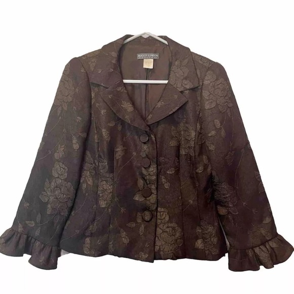 Vintage Maggy London Floral Two Piece Suit Skirt Size 4P - Picture 3 of 6